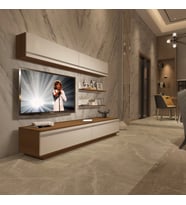 Decoraktiv Eko 5B Mdf Std Tv Ünitesi Tv Sehpası - Parlak Beyaz (Beyaz - Kahverengi)