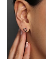 Elika Silver Kadın Mix Taşlı Kalp Model 925 Ayar Gümüş Küpe (Rose)