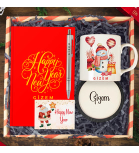 eJOYA Yeni Yıla Özel Defter Ve Kalem & Kupa & Bardak Altlığı & Hediye Kutusu 114438 (Kırmızı)