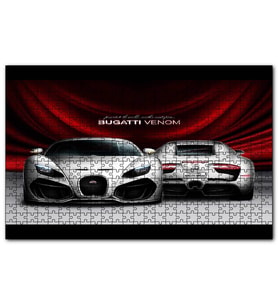Cakapuzzle Gri Bugatti Venom Ön ve Arka Görünüş  Puzzle Yapboz MDF (Ahşap) (1000 Parça)