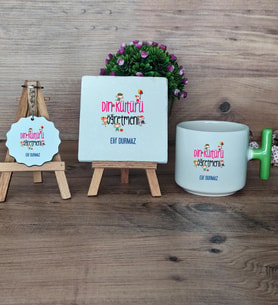 Din Kültürü Öğretmeni Hediye Seti Kupa Bardak T Kulplu, Dekoratif Taş, Anahtarlık Öğretmenler Günü Hediyesi (Model 8)