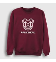 Presmono Unisex Beyaz Bear Logo Radiohead Sweatshirt 103818tt (Bordo)