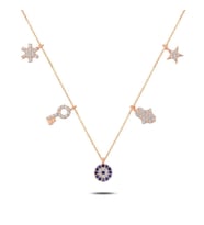 Zirkon Taşlı Sallantılı Şans Kolyesi (Rose)