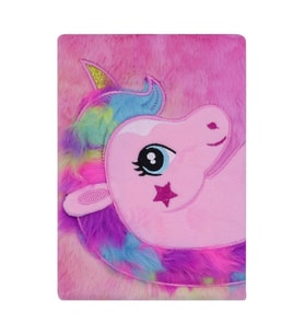 Unicorn Tasarımlı Peluş Çizgili Defter (Pembe)