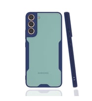 Galaxy S22 Plus Kılıf Kamera Korumalı Arkası Şeffaf Silikon (Lacivert)