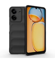 Xiaomi Poco C65 Kılıf Esnek TPU Oyuklu Arka Yüzey Tasarımlı Etnik Silikon Kılıf (Siyah)