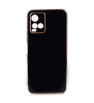 Vivo Y32 Kılıf Zore Bark Kenarları Altın Renk Kılıf (Siyah)