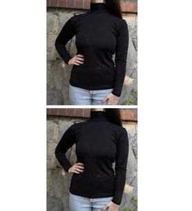 Kadın Uzun Kollu Yarım Balıkçı Yaka Body 2 Adet (Siyah)