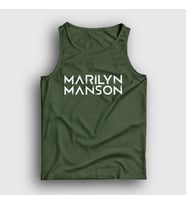 Presmono Unisex Sarı Logo Marilyn Manson Atlet 38519tt (Haki)