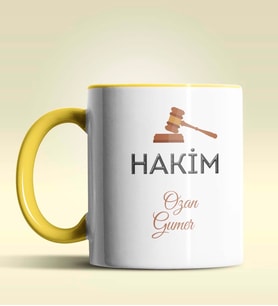 Kişiye Özel Hakim 3 Tasarımlı Turuncu Kupa Bardak (Sarı)