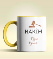Kişiye Özel Hakim 3 Tasarımlı Turuncu Kupa Bardak (Sarı)