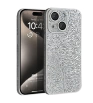 Microsonic Apple iPhone 15 Kılıf Bling Rhinestones Siyah (Gümüş)
