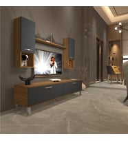 Decoraktiv Eko 5da Mdf Std Krom Ayaklı Tv Ünitesi Tv Sehpası (Pera - Antrasit)