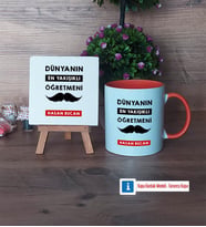 Erkek Öğretmene Hediye Dekoratif Taş, Kupa Bardak Kırmızı Hediye (Model 12)