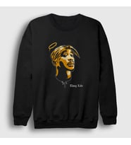 Presmono Unisex Bordo Angel Tupac Shakur Sweatshirt 45604tt (Siyah)