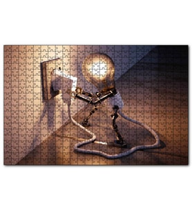 Cakapuzzle Kendi Fişini Takan Ampul Adam  Puzzle Yapboz MDF (Ahşap) (1000 Parça)