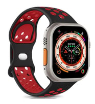 Microsonic Apple Watch Series 10 46mm Kordon Flame Circle Yavruağzı (Siyah-Kırmızı)