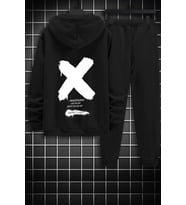 Unisex Sometimes X Baskılı Eşofman Takımı (Siyah)