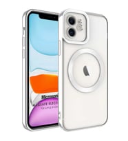 Microsonic Apple iPhone 12 Kılıf MagSafe Luxury Electroplate Siyah (Gümüş)