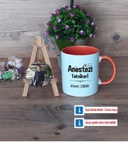 Anestezi Teknikeri Kupa Bardak Beyaz ve Fotoğraflı Ahşap Anahtarlık Hediye (Model 13)