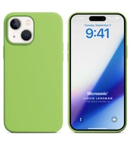 Microsonic Apple iPhone 15 Kılıf Liquid Lansman Silikon Mor (Açık Yeşil)