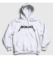 Presmono Unisex Gri Logo Metallica Kapüşonlu Sweatshirt 67369tt (Beyaz)