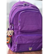 Nemo Group Orta Boy Okul Çantası Laptop ve Seyahat Sırt Çantası Su Geçirmez Ayıcık Anahtarlık Hediyeli (Mor)