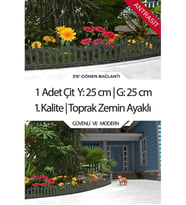 Dekoratif Plastik Bahçe Çiti ve Peyzaj Çiti 1 ADET ÇİT (Y: 25 CM / G: 25 CM) TOPRAK AYAKLI (Gri)