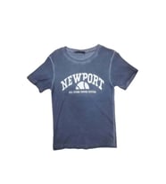 Myzen Kadın Newport Baskılı Yıkamalı Crop T-shirt M-03436 - Açık Kahverengi - S (İndigo)