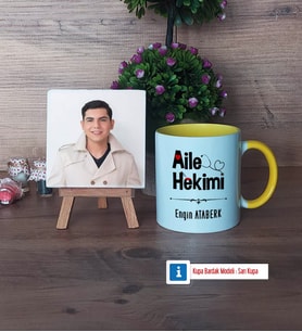 Aile Hekimi Fotoğraflı Dekoratif Taş, Kupa Bardak Beyaz Hediye (Model 7)