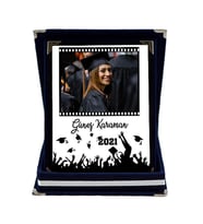Mezuniyet Hediyesi Kişiye Özel Baskılı İsim Yıl ve Fotoğraflı Plaket (Lacivert)