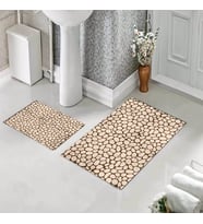Banyo Halısı Ikili Klozet Takımı Kaymaz Tabanlı (60 xm x 100 cm + 40 cm x 60 cm)  (Kahverengi)
