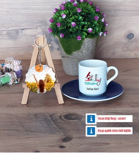 Patoloji Teknikeri Türk Kahvesi Fincanı Ahşap Altlıklı ve Fotoğraflı Ahşap Anahtarlık Hediye (Model 4)