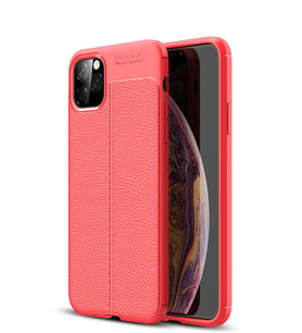 Microsonic Apple iPhone 11 Pro (5.8'') Kılıf Deri Dokulu Silikon (Kırmızı)