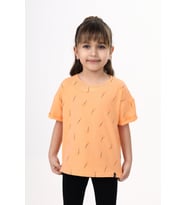 Toontoy Kız Çocuk Baskılı Tişört (Oranj)