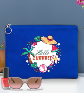 BK Gİft Yaz Temalı-4 Astarlı Portföy Çanta 30x21cm(12 Renk Seçeneği), Baskılı El Çantası, Organizer Çanta (Mavi)