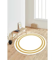 Dijital Baskılı Kaymaz Taban Yıkanabilir Yuvarlak Salon Halısı Koridor Halısı Paspas NDY-HT-534 (Gold)