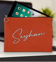 BK Gift Kişiye Özel İsimli-6 Tablet Çantası 30x21cm(12 Renk Seçeneği), Ipad Çantası, Baskılı Tablet Kılıfı (Kiremit)