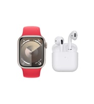 Tüm Akıllı Telefonlarla Uyumlu Smart Watch 6 Series W8 Kolay Kurulumlu Akıllı Saat + Pro 5 Kablosuz Bluetooth Kulaklık İkili Paket (Kırmızı-Beyaz)