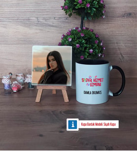 Sosyal Hizmet Uzmanı Fotoğraflı Dekoratif Taş, Kupa Bardak Beyaz Hediye (Model 11)
