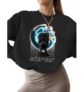 Sonsuz Baskılı Sweatshirt Bej bisiklet yaka kalın kadın erkek unisex 3 iplik şardonlu Sweatshirt (Siyah)