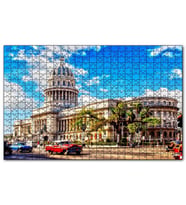 Cakapuzzle Küba'da Tarihi Bina ve Klasik Arabalar Puzzle Yapboz MDF (Ahşap) (1000 Parça)