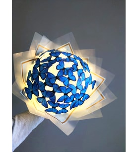 Led Işıklı Kelebek Buketi (Mavi)