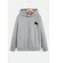 Ny Baskılı Erkek - Kız Çocuk Rahat Kalıp Sweatshirt (Gri)