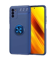 Xiaomi Poco M3 Kılıf Yüzüklü Magnetli Ravel Case (Mavi)