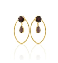 Kadir Jewellery 22 Ayar Altın Kaplama Vintage Küpe -El İşçiliği Ve Hipoalerjenik Küpe (Bordo)
