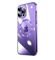 Apple iPhone 14 Pro Max Kılıf Kamera ve Lens Korumalı Magsafe Şeffaf Renkli Çerçeveli Sert PC Lüx Kapak (Gümüş)