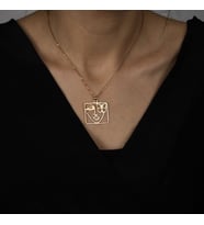 Kişiye Özel 925 Ayar Gümüş Kelebek Detaylı Kadın Silüet Kolye (Rose)