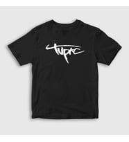 Presmono Unisex Çocuk Beyaz Logo Tupac Shakur T-Shirt 46178tt (Siyah)