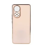Huawei Honor 50 Kılıf Kenarları Gold Kamera Korumalı Renkli Pastel Silikon Açık Yeşil BARK (Rose - Gold)